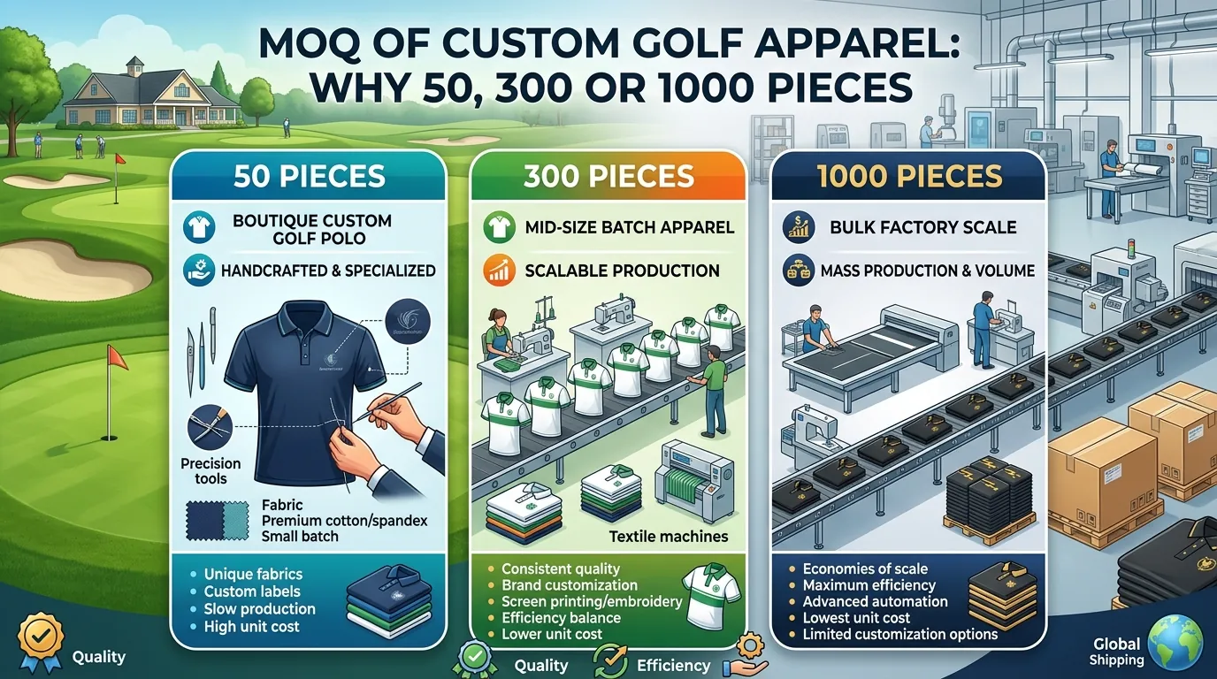 MOQ of Custom Golf Apparel: Why 50, 300 or 1000 Pieces