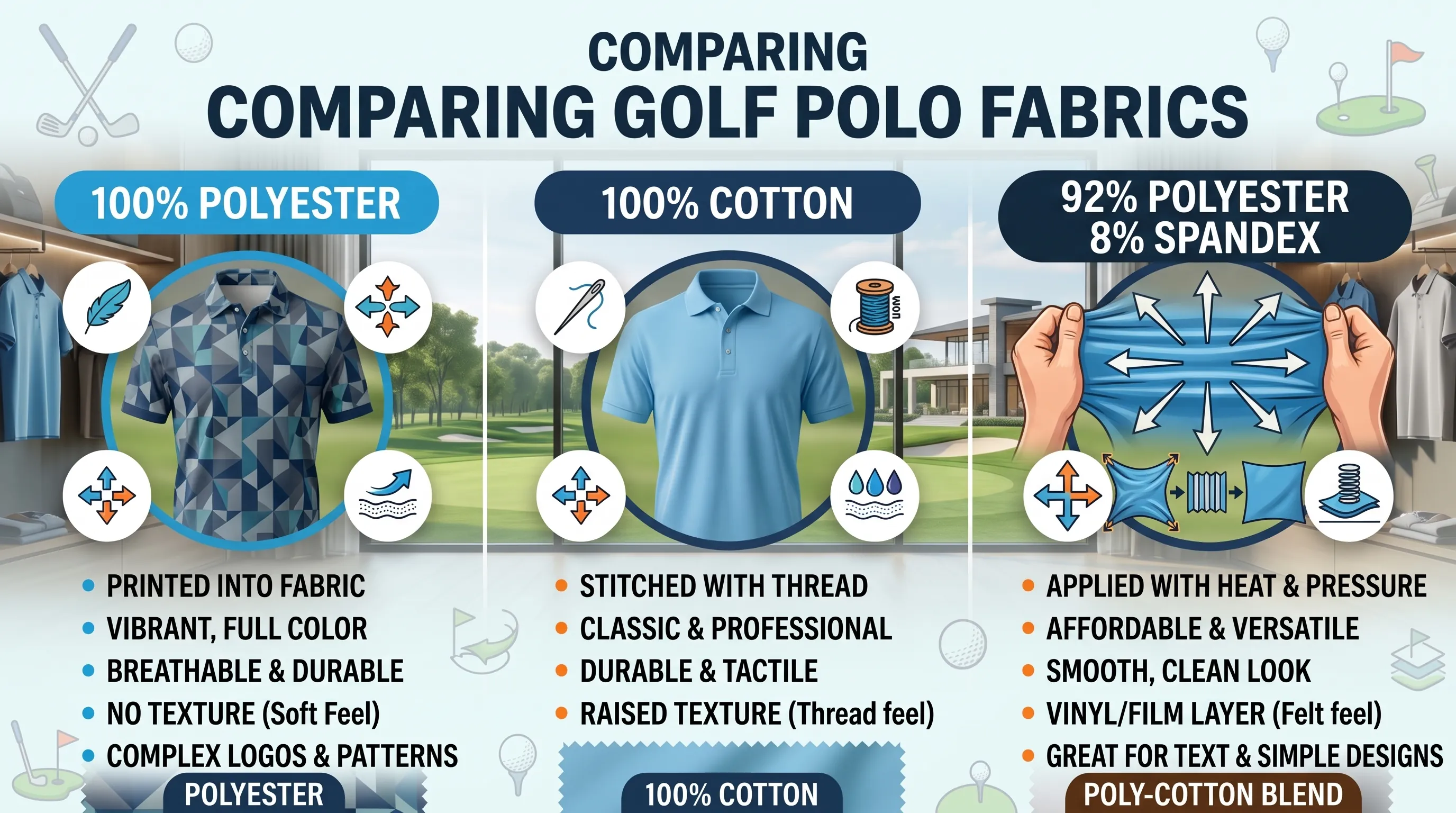 Polyester vs Cotton vs Blends for Golf Polos: What Players Actually Feel