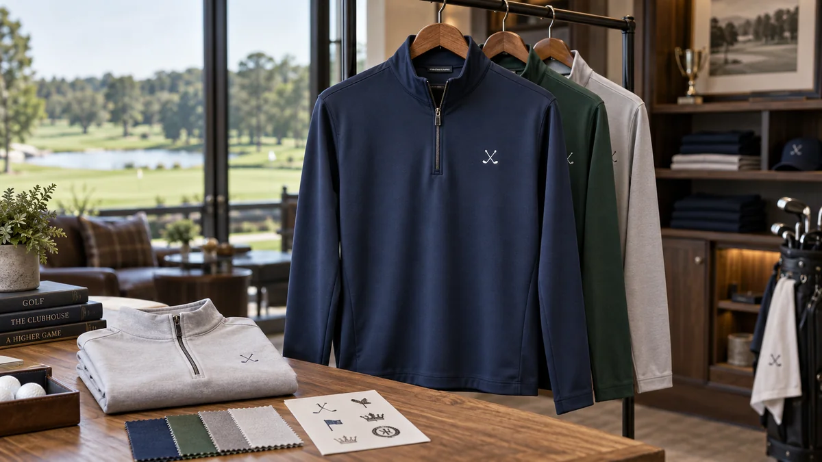 Which suppliers make custom golf quarter-zips for clubs and brands?