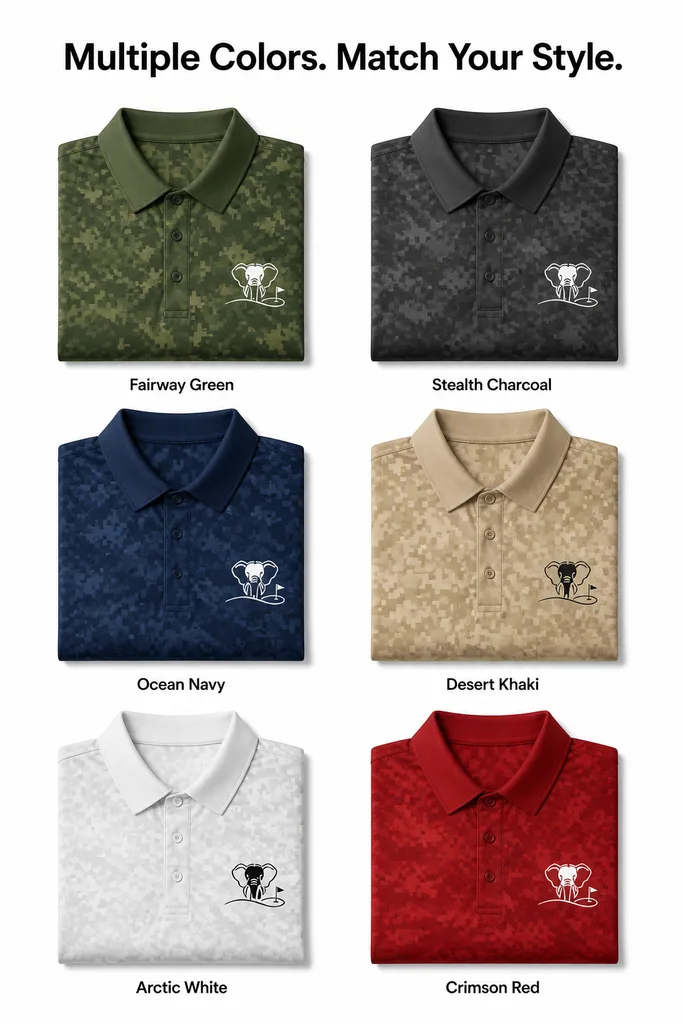 Custom Camo Golf Shirt: Performance Moisture-Wicking Team Polo — custom golf shirt in 92% Polyester 8% Spandex, 3D Silicone Logo, Embroidery, Woven Label, low MOQ 50 pcs — view 3