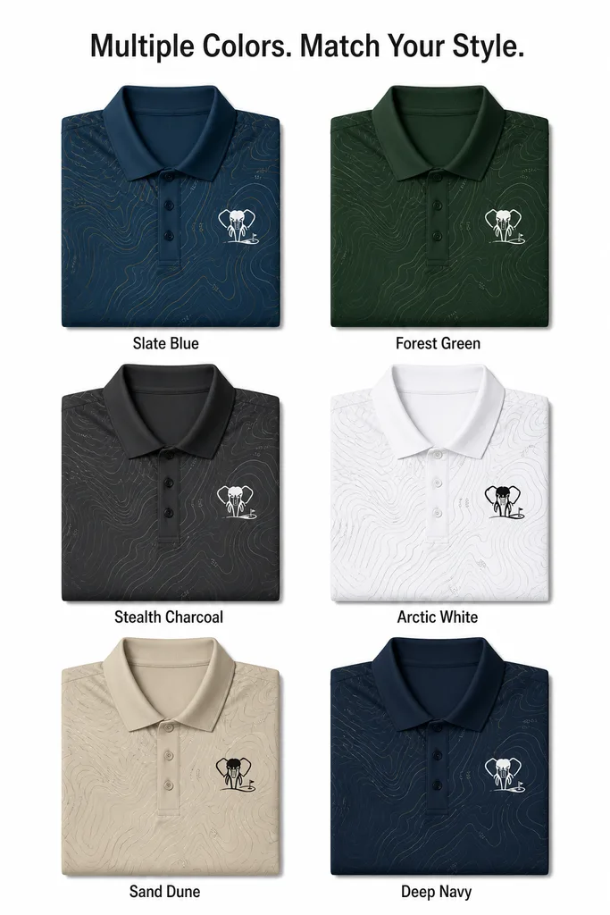 Custom Course Topo Golf Shirt: Sublimated Performance Team Polo — custom golf shirt in 92% Polyester 8% Spandex, 3D Silicone Logo, Embroidery, Woven Label, low MOQ 50 pcs — view 3