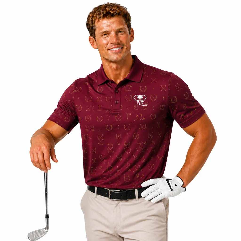 Custom Crossed Clubs Golf Polo: Classic Performance Country Club Shirt — custom golf shirt in 92% Polyester 8% Spandex, 3D Silicone Logo, Embroidery, Woven Label, low MOQ 50 pcs