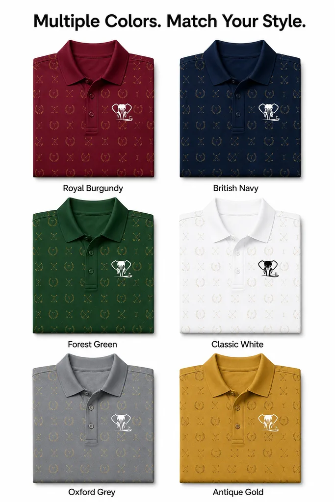 Custom Crossed Clubs Golf Polo: Classic Performance Country Club Shirt — custom golf shirt in 92% Polyester 8% Spandex, 3D Silicone Logo, Embroidery, Woven Label, low MOQ 50 pcs — view 3