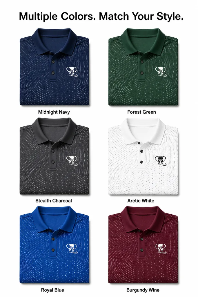 Custom Dot Matrix Golf Polo: Technical Stretch Corporate Shirt — custom golf shirt in 92% Polyester 8% Spandex, 3D Silicone Logo, Embroidery, Woven Label, low MOQ 50 pcs — view 3
