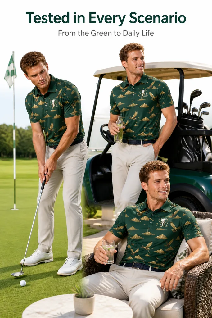 Custom Eagle Crest Golf Shirt: Athletic Performance Team Polo — custom golf shirt in 92% Polyester 8% Spandex, 3D Silicone Logo, Embroidery, Woven Label, low MOQ 50 pcs — view 3