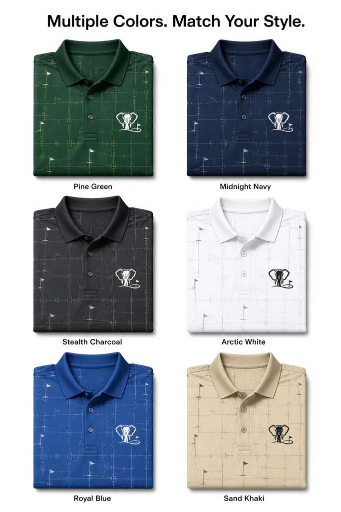 Custom Putting Green Golf Polo: Geometric Tournament Team Shirt — custom golf shirt in 92% Polyester 8% Spandex, 3D Silicone Logo, Embroidery, Woven Label, low MOQ 50 pcs — view 4