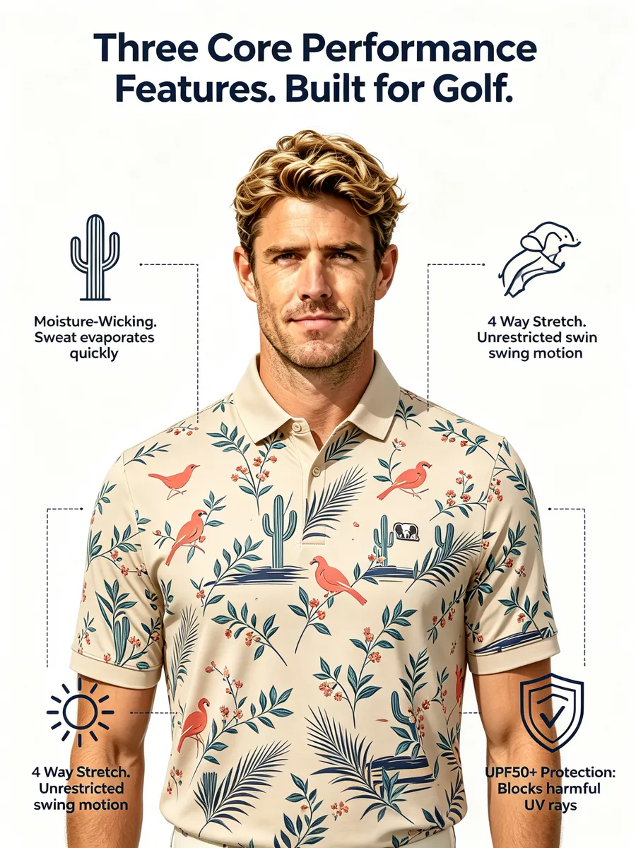 Sublimated Golf Polo — custom golf shirt in 92% Breathable Polyester / 8% Spandex Knit (170 GSM), Full-Bleed Digital Sublimation Dye, low MOQ 50 pcs — view 2