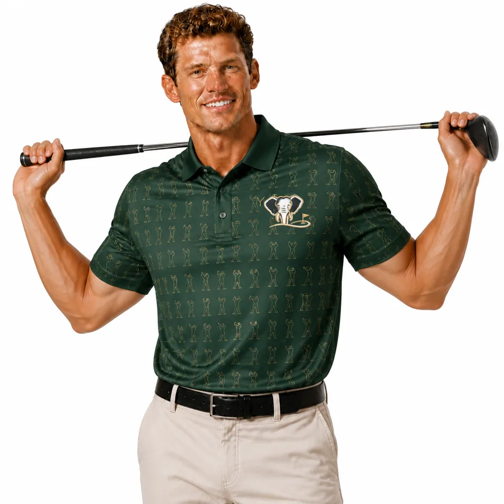 Custom Swing Silhouette Golf Shirt: Vintage Performance Team Polo — custom golf shirt in 92% Polyester 8% Spandex, 3D Silicone Logo, Embroidery, Woven Label, low MOQ 50 pcs — view 2