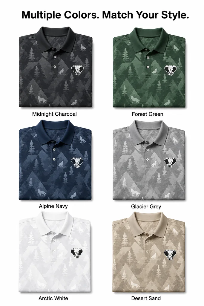 Custom Timber Wolf Golf Shirt: Camo Performance Team Polo — custom golf shirt in 92% Polyester 8% Spandex, 3D Silicone Logo / Embroidery / Woven Label, low MOQ 50 pcs — view 4
