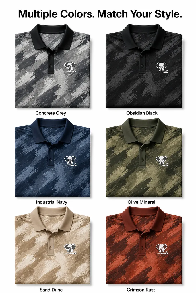 Custom Urban Camo Golf Shirt: Dry-Fit Performance League Polo — custom golf shirt in 92% Polyester 8% Spandex, 3D Silicone Logo, Embroidery, Woven Label, low MOQ 50 pcs — view 5
