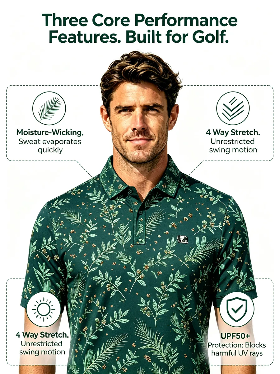 Recycled RPET Golf Polo — custom golf shirt in 88% GRS-Certified Recycled Polyester / 12% Spandex (170 GSM), Water-Based Eco Print / Recycled Thread Embroidery, low MOQ 50 pcs — view 2