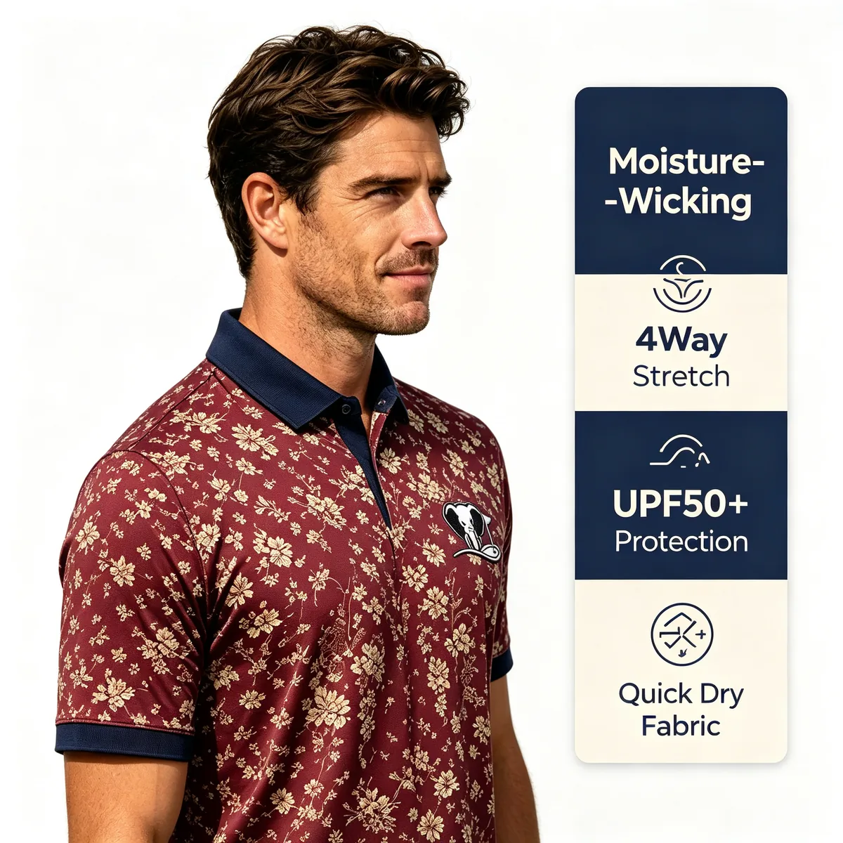 Youth Golf Polo — custom golf shirt in 100% High-Durability Poly-Interlock (165 GSM), Durable Micro-Embroidery / Sublimation / Washable Print, low MOQ 30 pcs — view 4