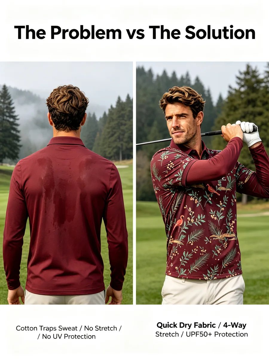 Long Sleeve Golf Polo — custom golf shirt in 88% Polyester / 12% Spandex Interlock (180 GSM), High-Definition Embroidery / Heat Transfer, low MOQ 50 pcs — view 2