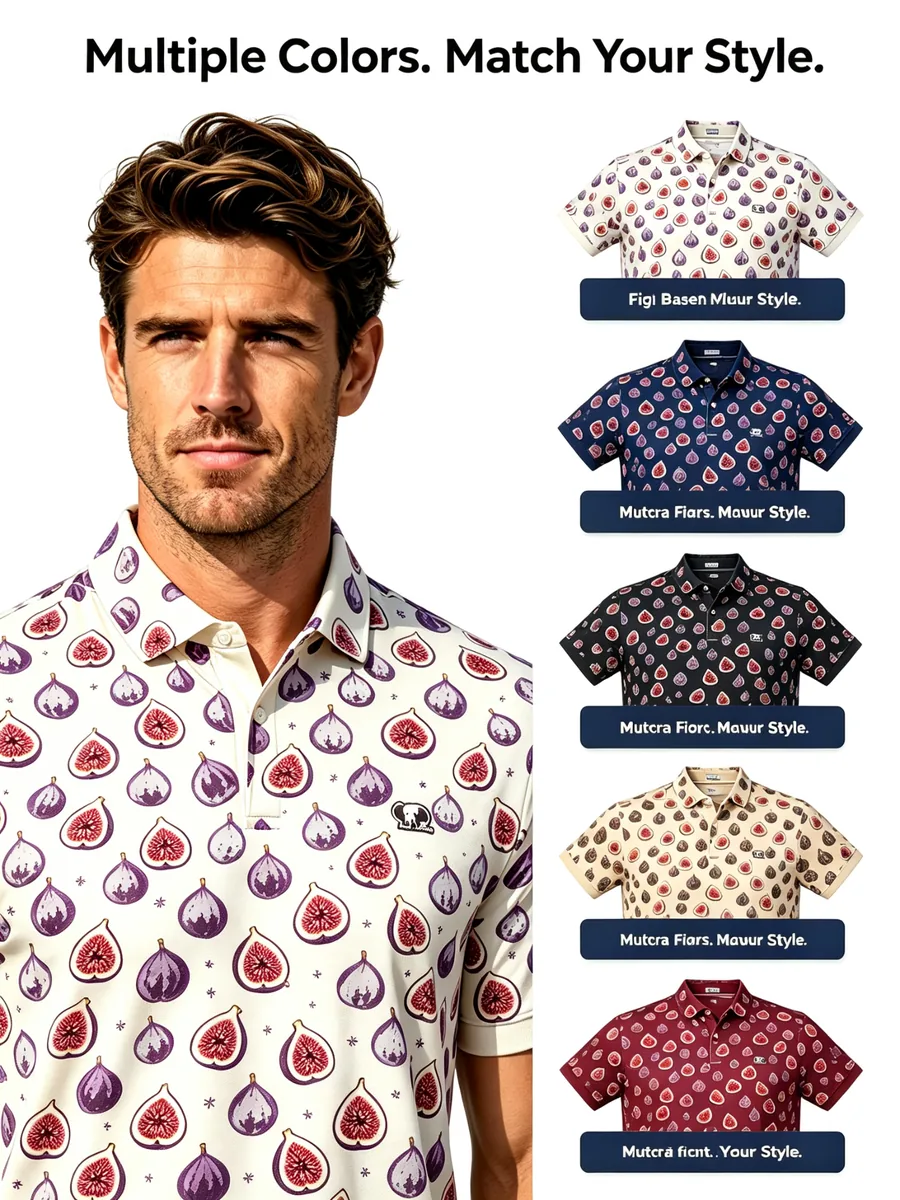 Quiet Luxury Mediterranean Fig Golf Polo - Monochrome Fine-Line Silky Drape VIP Shirt — custom golf shirt in 92% Micro-Poly / 8% Spandex Interlock (170 GSM), Full-Bleed Digital Sublimation Dye, low MOQ 50 pcs — view 5