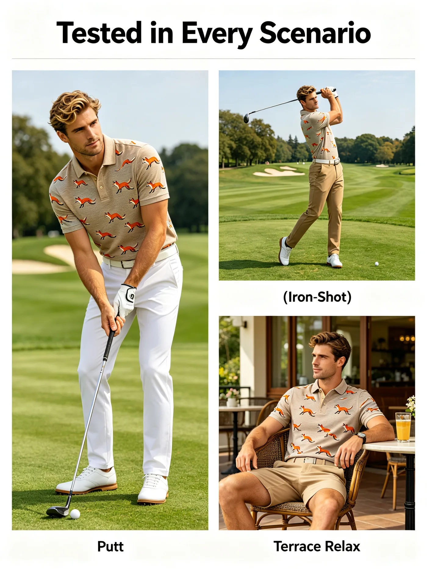 Custom Alpha Wolf Geometric Texture Performance Golf Shirt — custom golf shirt in 92% Polyester / 8% Spandex Technical Knit, Sublimation / 3D Silicone / Embroidery, low MOQ 50 pcs — view 3