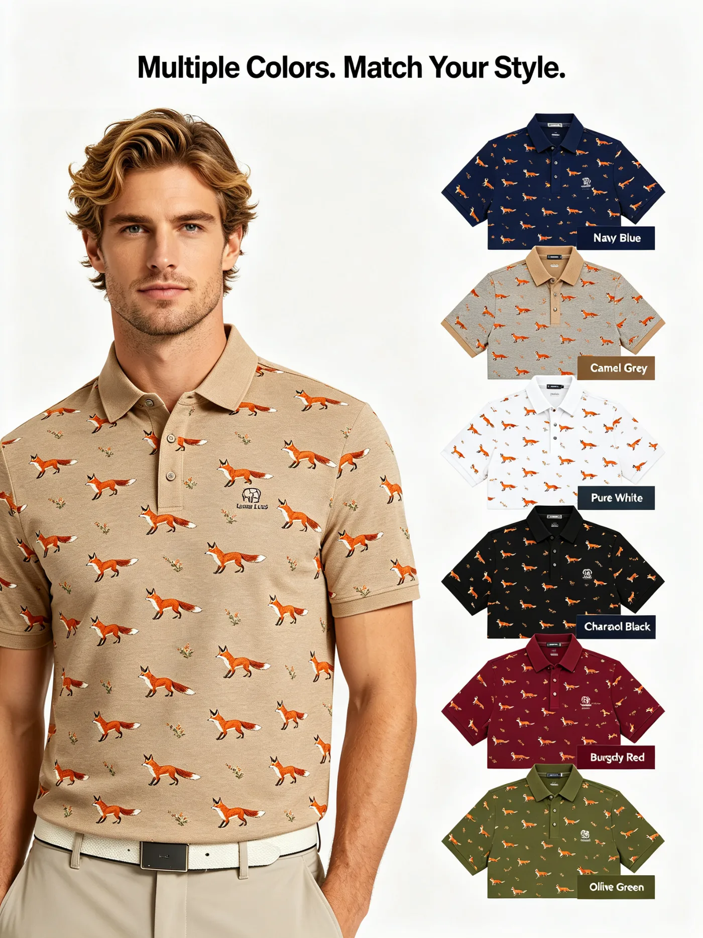 Custom Alpha Wolf Geometric Texture Performance Golf Shirt — custom golf shirt in 92% Polyester / 8% Spandex Technical Knit, Sublimation / 3D Silicone / Embroidery, low MOQ 50 pcs — view 4