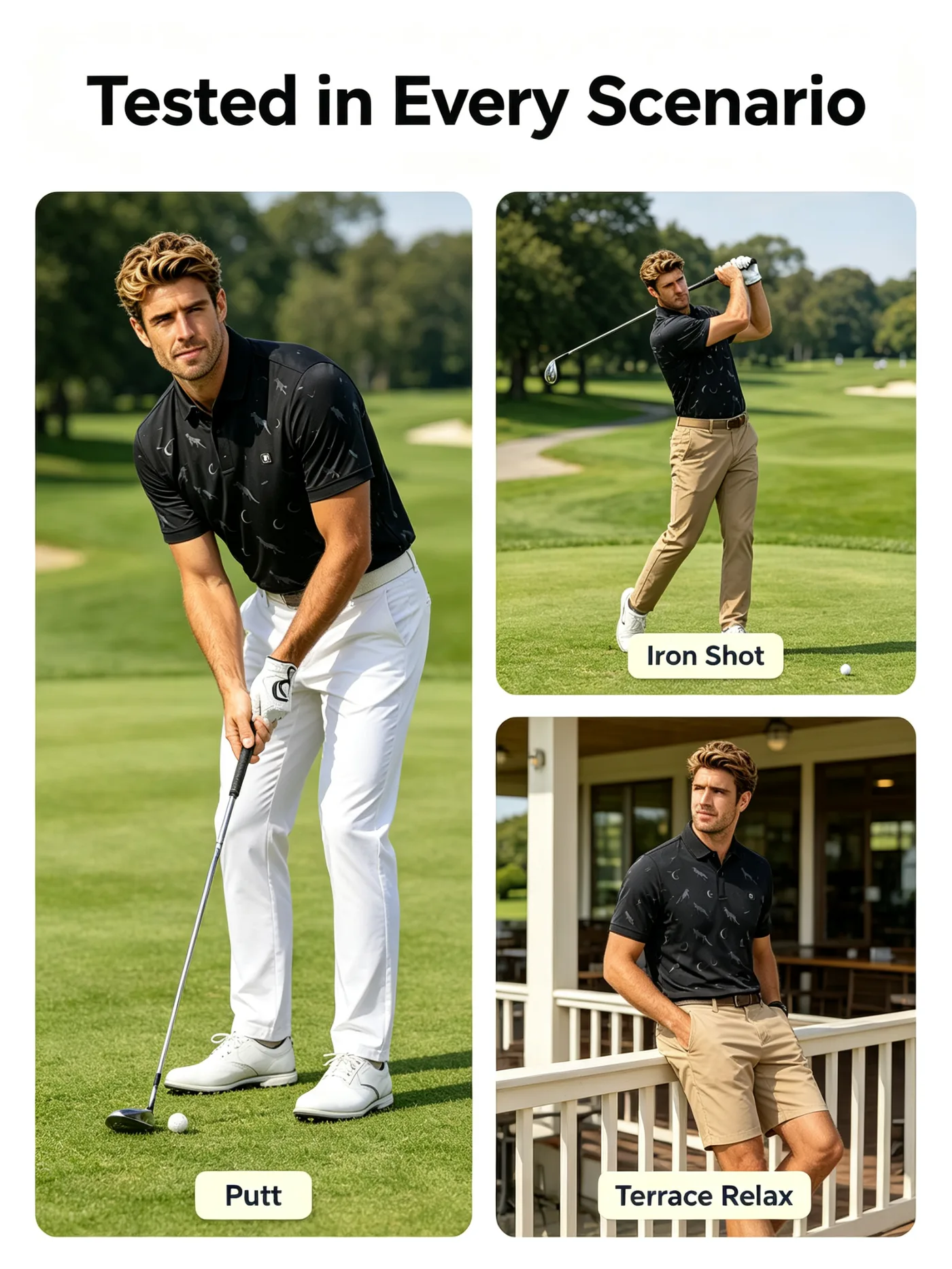 Custom Timber Wolf All Over Print Golf Polo Shirt — custom golf shirt in 92% Polyester / 8% Spandex Technical Knit, Sublimation / 3D Silicone / Embroidery, low MOQ 50 pcs — view 2