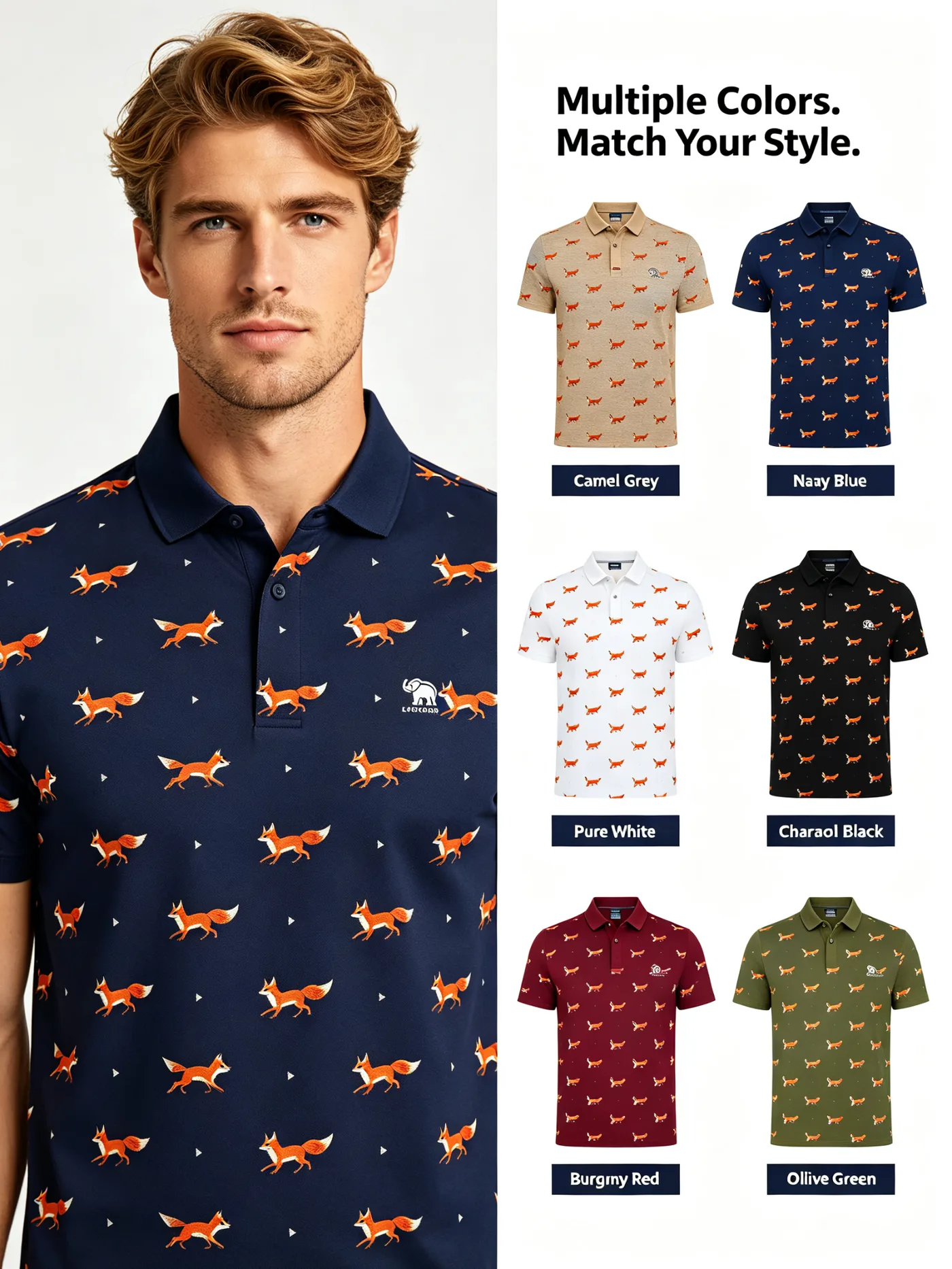 Custom Timber Wolf All Over Print Golf Polo Shirt — custom golf shirt in 92% Polyester / 8% Spandex Technical Knit, Sublimation / 3D Silicone / Embroidery, low MOQ 50 pcs — view 7