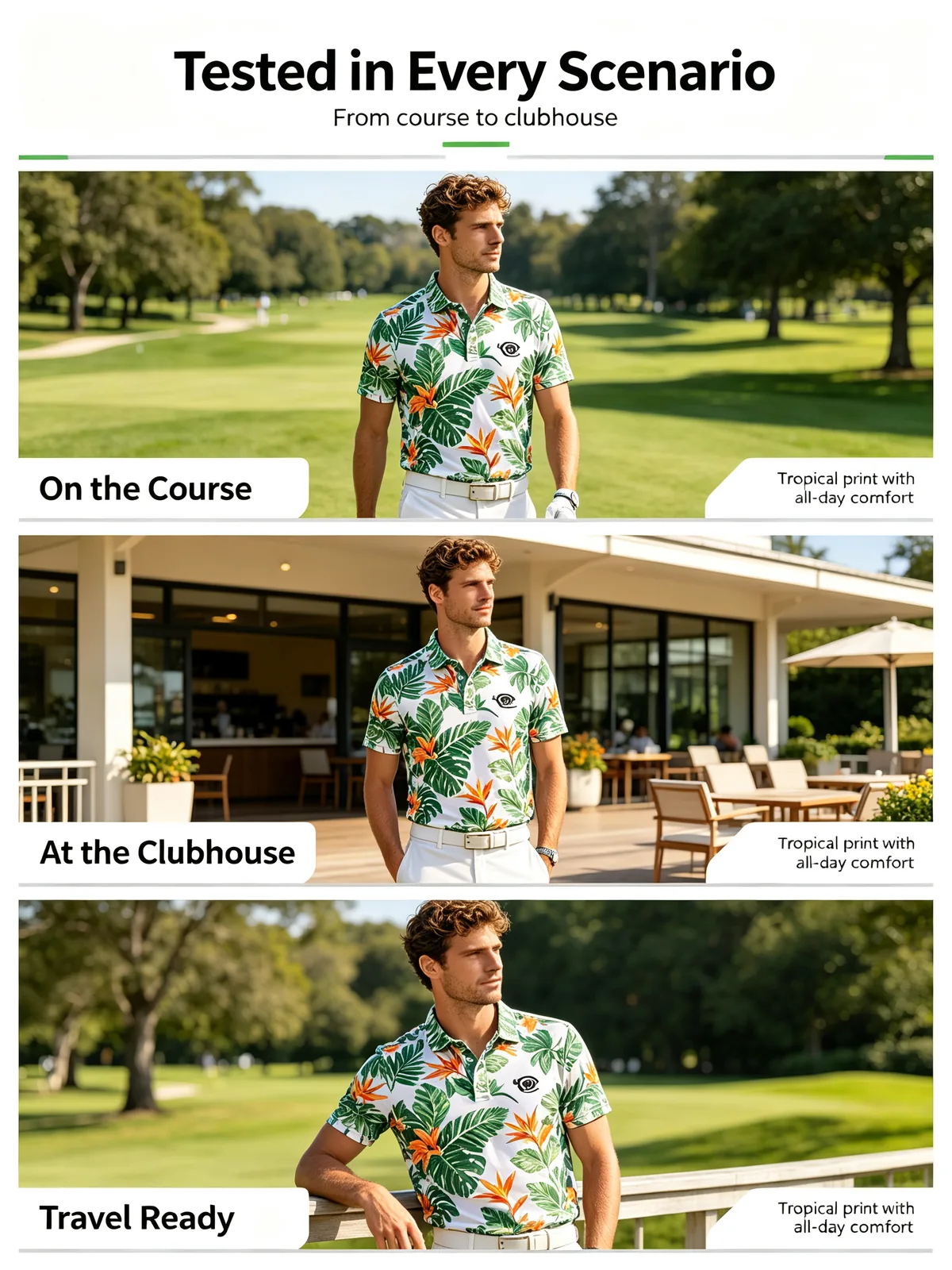 Hawaiian Tropical Golf Shirt: Sublimated UPF 50+ Team Polos — custom golf shirt in 92% Polyester 8% Spandex, Custom Logo, low MOQ 50 pcs — view 3
