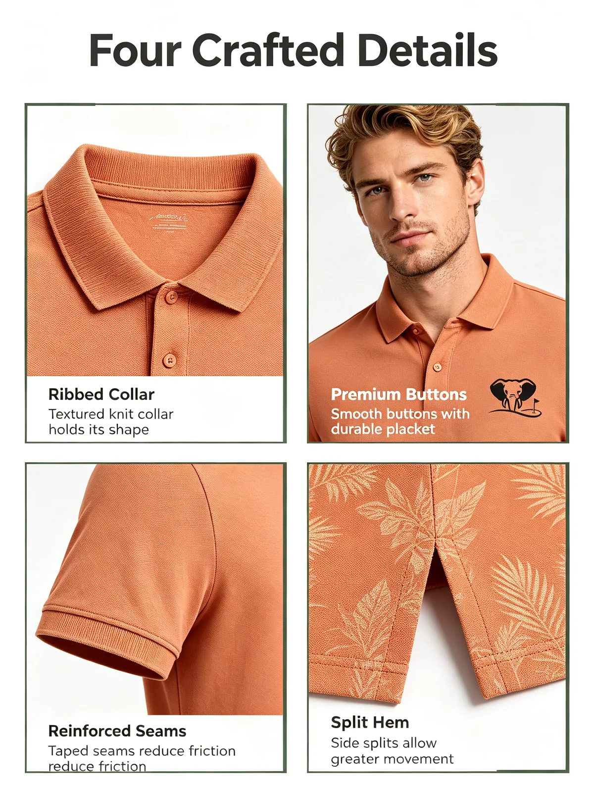 Wholesale Floral Golf Shirts: Dry-Fit Athletic Performance Polos — Colorway 1 — custom golf shirt in 92% Polyester 8% Spandex, Custom Logo, low MOQ 50 pcs — view 2