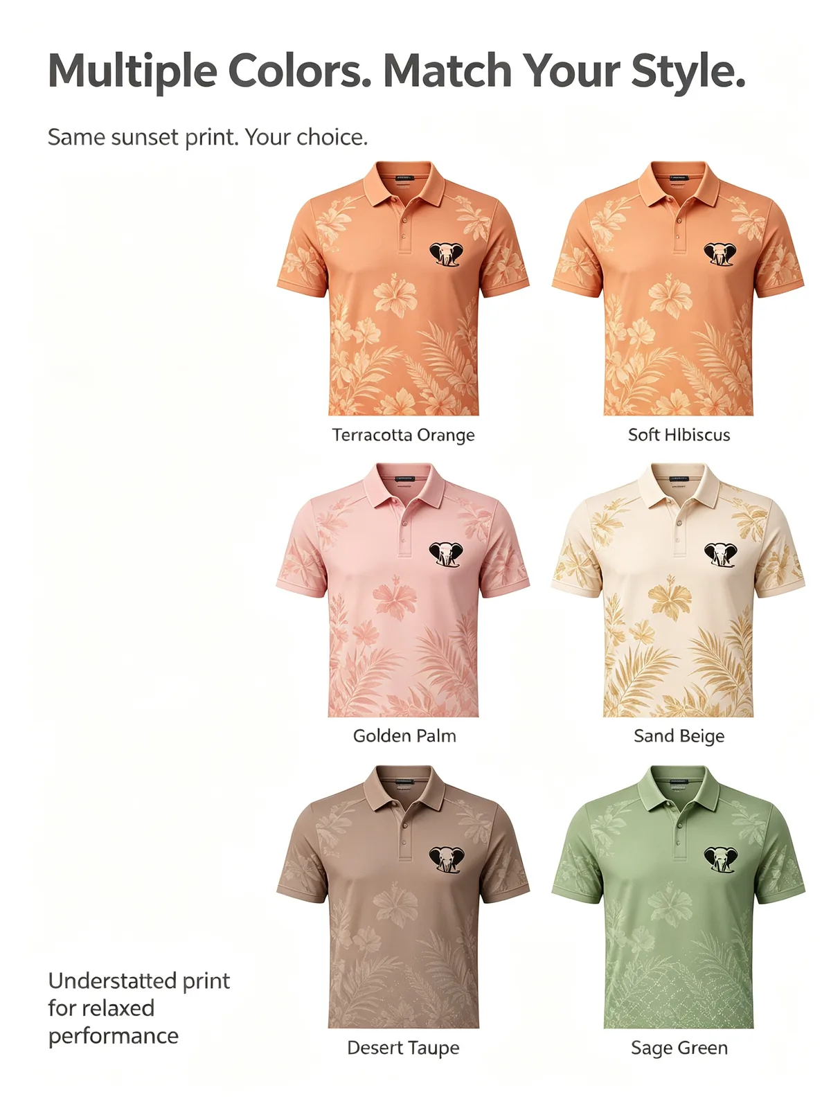 Wholesale Floral Golf Shirts: Dry-Fit Athletic Performance Polos — Colorway 1 — custom golf shirt in 92% Polyester 8% Spandex, Custom Logo, low MOQ 50 pcs — view 4