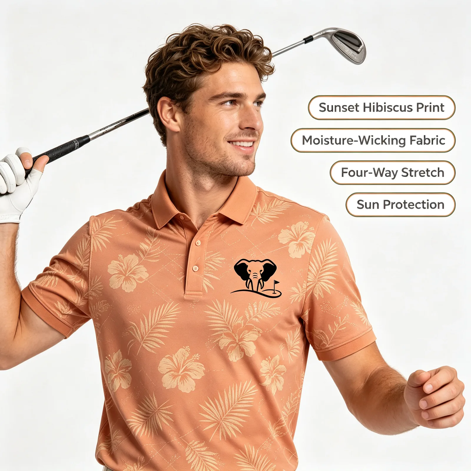 Wholesale Floral Golf Shirts: Dry-Fit Athletic Performance Polos — Colorway 1 — custom golf shirt in 92% Polyester 8% Spandex, Custom Logo, low MOQ 50 pcs