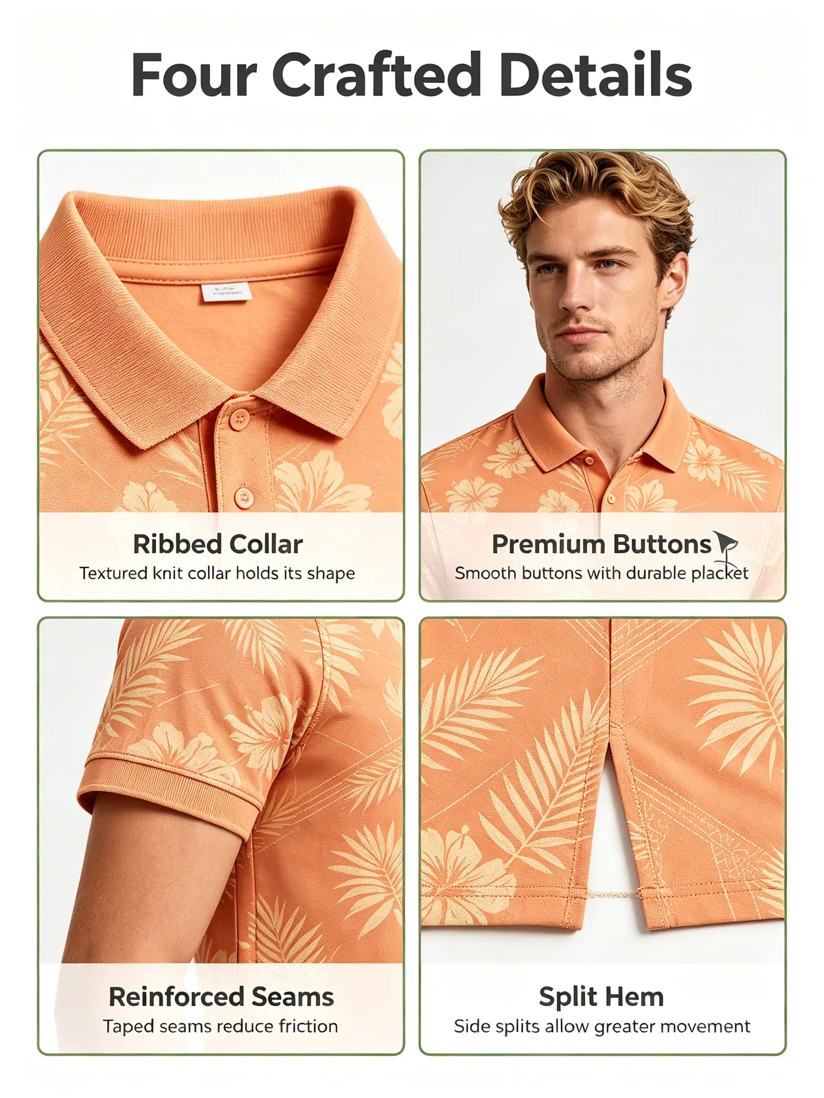 Wholesale Floral Golf Shirts: Dry-Fit Athletic Performance Polos — Colorway 2 — custom golf shirt in 92% Polyester 8% Spandex, Custom Logo, low MOQ 50 pcs — view 2