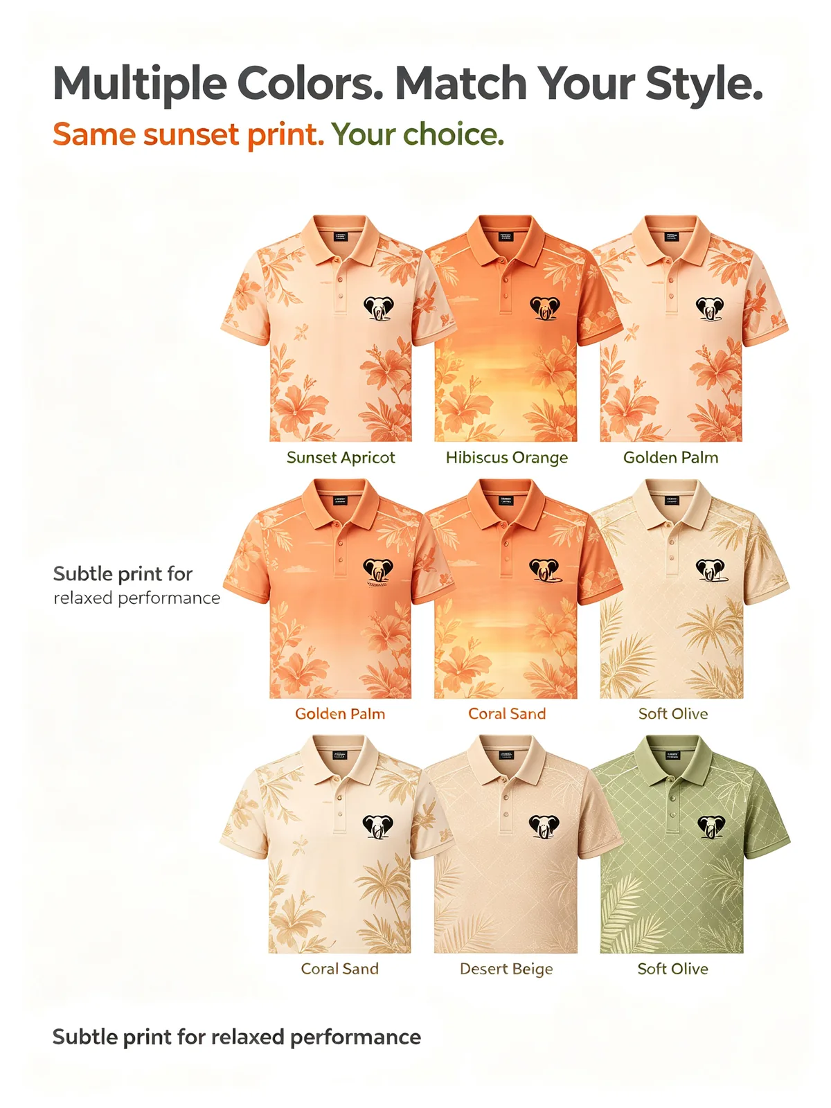 Wholesale Floral Golf Shirts: Dry-Fit Athletic Performance Polos — Colorway 2 — custom golf shirt in 92% Polyester 8% Spandex, Custom Logo, low MOQ 50 pcs — view 4