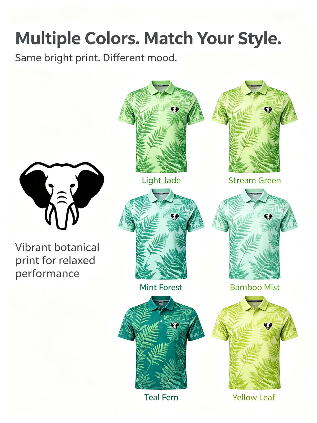 Botanical Print Golf Shirt: All-Over Sublimated Team Polos — custom golf shirt in 92% Polyester 8% Spandex, Custom Logo, low MOQ 50 pcs — view 4