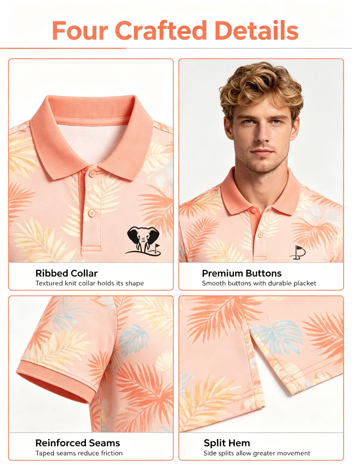 Custom Tropical Summer Golf Polo: UPF 50+ Cooling Team Wear — custom golf shirt in 92% Polyester 8% Spandex, Custom Logo, low MOQ 50 pcs — view 2