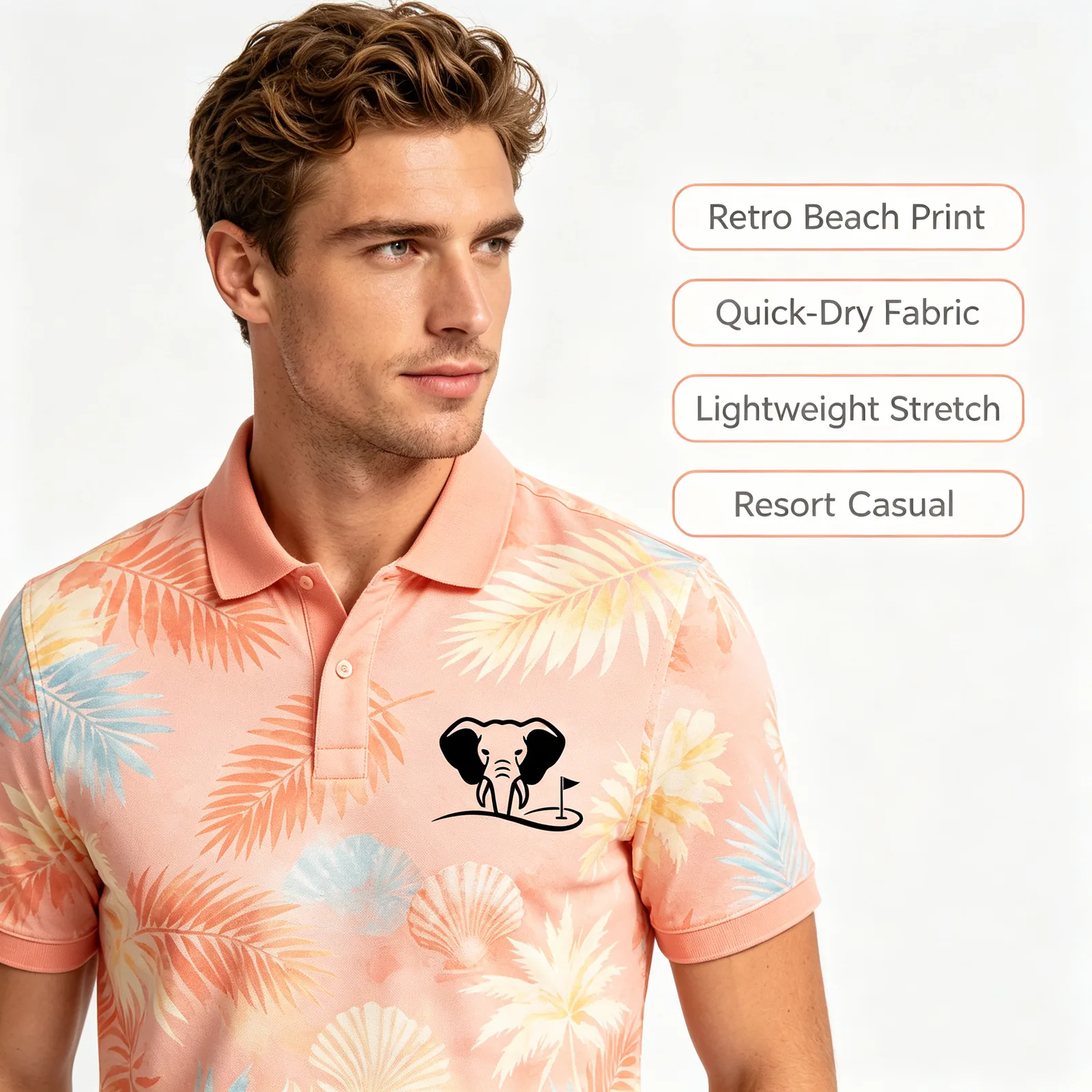 Custom Tropical Summer Golf Polo: UPF 50+ Cooling Team Wear — custom golf shirt in 92% Polyester 8% Spandex, Custom Logo, low MOQ 50 pcs — view 3