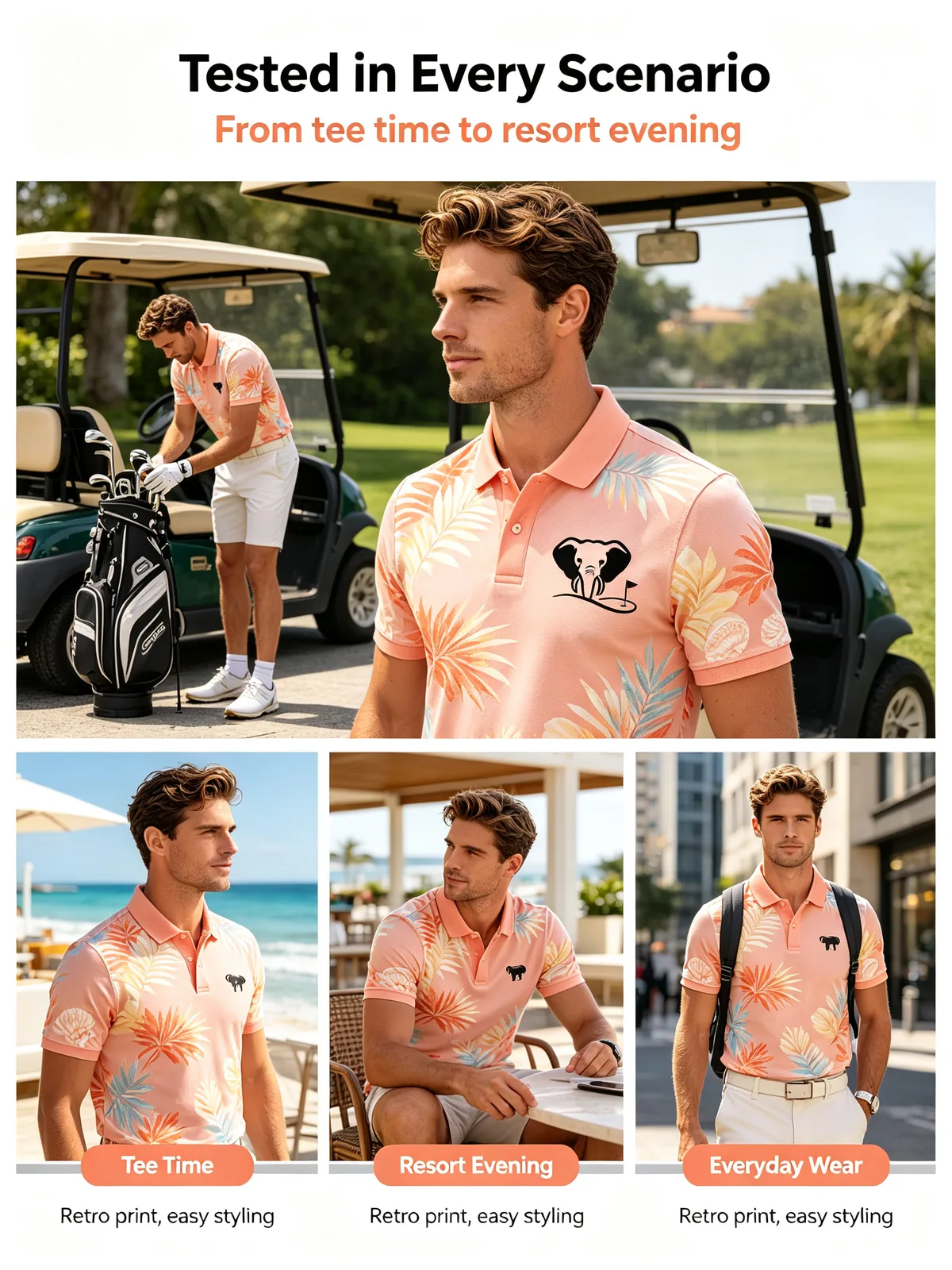 Custom Tropical Summer Golf Polo: UPF 50+ Cooling Team Wear — custom golf shirt in 92% Polyester 8% Spandex, Custom Logo, low MOQ 50 pcs — view 4